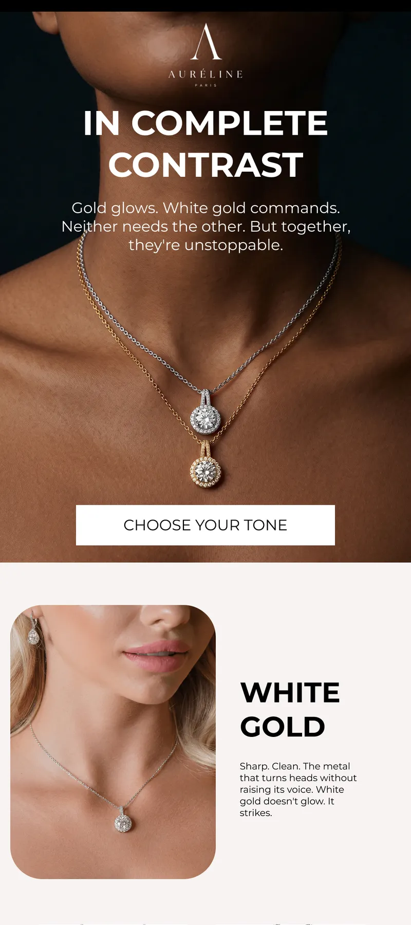 Aureline contrast jewelry email campaign