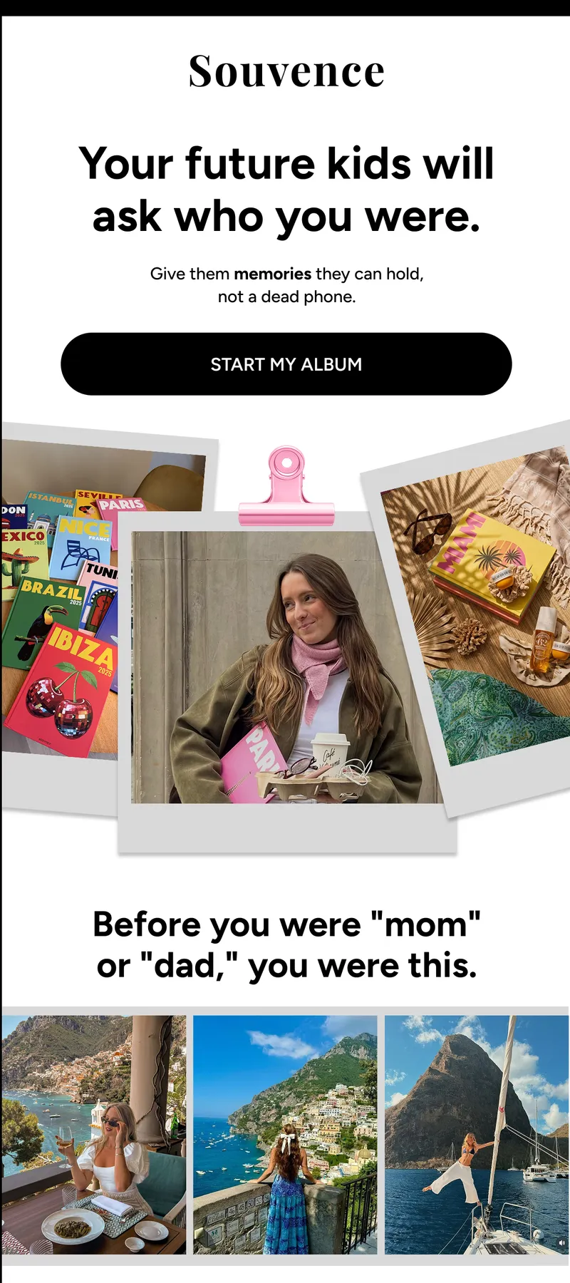 Souvence memory album email campaign